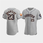 Houston Astros #23 Michael Brantley Gray AmberGomez 60th Anniversary Flex Base Stitched Jersey