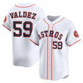 Houston Astros #59 Framber Valdez White AmberGomez Home Limited Player Jersey