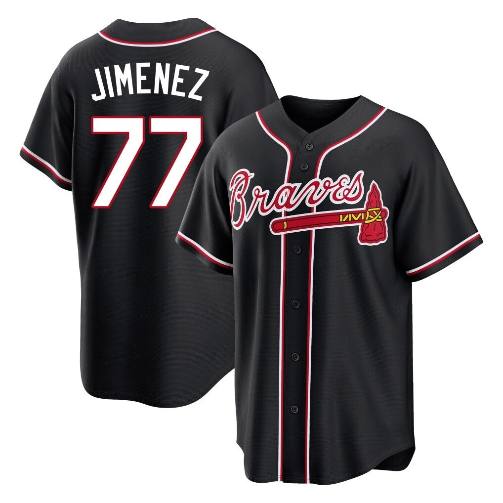 Atlanta Braves #77 Joe Jimenez Player Black AmberGomez Fashion Out Game Stitched Jerseys