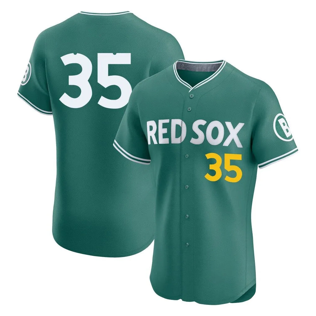 Boston Red Sox #35 Garrett Crochet Player Green AmberGomez City Connect Limited Elite Home Game Stitched Jerseys1