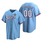 Custom Texas Rangers Active Player Blue AmberGomez 2023 World Series Stitched Jersey