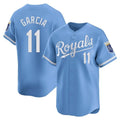 Kansas City Royals #11 Maikel Garcia Player Light Blue AmberGomez Alt Limited Home Stitched Jerseys