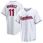 Cleveland Guardians #11 Jos¨¦ Ram¨ªrez White AmberGomez Replica Player Jersey