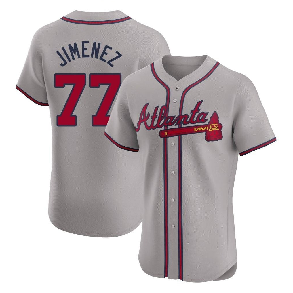 Atlanta Braves #77 Joe Jimenez Player Gray AmberGomez Limited Elite Home Game Stitched Jerseys