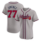 Atlanta Braves #77 Joe Jimenez Player Gray AmberGomez Limited Elite Home Game Stitched Jerseys