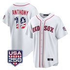 Boston Red Sox #19 Roman Anthony Player White AmberGomez USA 250 Fourth of July Home Game Stitched Jerseys