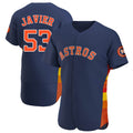 Houston Astros #53 Cristian Javier Player Navy AmberGomez Home Limited Elite Stitched Jerseys