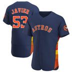 Houston Astros #53 Cristian Javier Player Navy AmberGomez Home Limited Elite Stitched Jerseys
