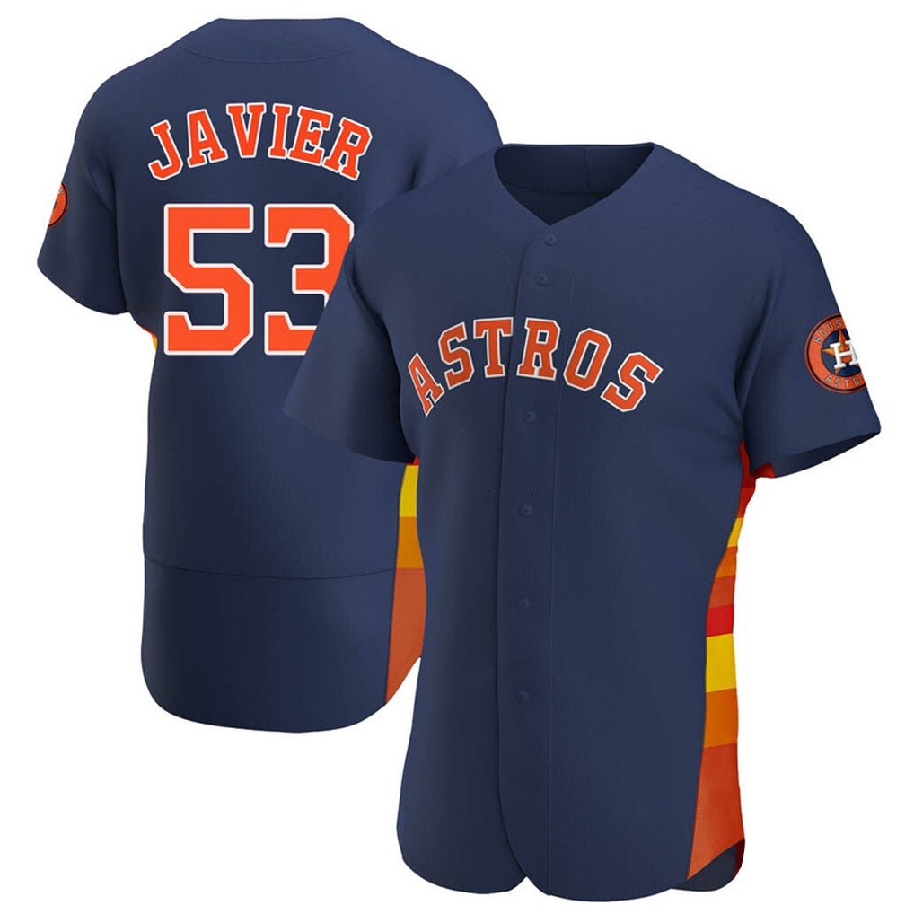 Houston Astros #53 Cristian Javier Player Navy AmberGomez Home Limited Elite Stitched Jerseys
