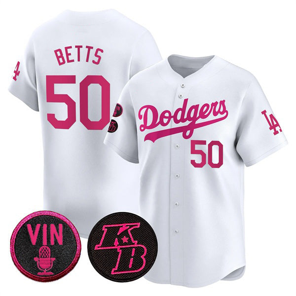 Los Angeles Dodgers #50 Mookie Betts White AmberGomez 2026 Mother¡¯s Day Vapor Premier Limited Stitched Jersey