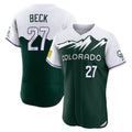 Colorado Rockies #27 Jordan Beck Player Green AmberGomez City Connect Limited Elite Home Stitched Jerseys