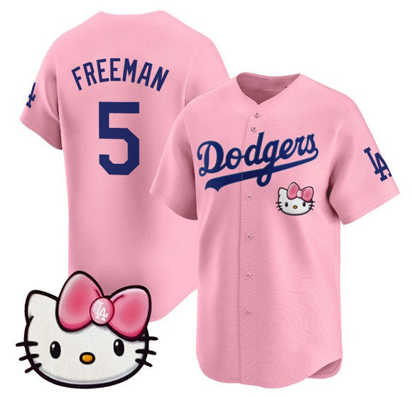 Los Angeles Dodgers #5 Freddie Freeman Pink AmberGomez 2025 Hello Kitty Vapor Limited Stitched Jersey