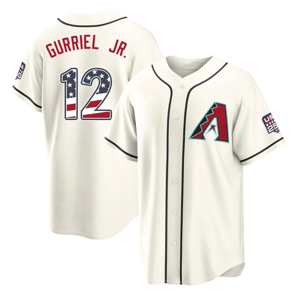 Arizona Diamondbacks #12 Lourdes Gurriel Jr Player Cream AmberGomez USA 250 Fourth of July Home Game Stitched Jerseys