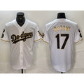 Los Angeles Dodgers #17 Shohei Ohtani White Gold AmberGomez Fashion Stitched Cool Base Limited Jerseys