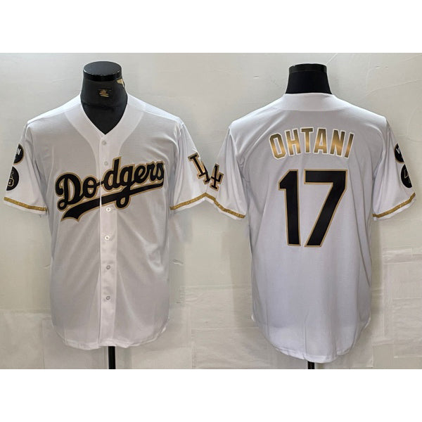 Los Angeles Dodgers #17 Shohei Ohtani White Gold AmberGomez Fashion Stitched Cool Base Limited Jerseys