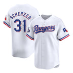 Texas Rangers #31 Max Scherzer White AmberGomez 2023 World Series Champions Stitched Jersey