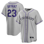 Colorado Rockies #23 Kris Bryant Player Gray AmberGomez Game Home Stitched Jerseys