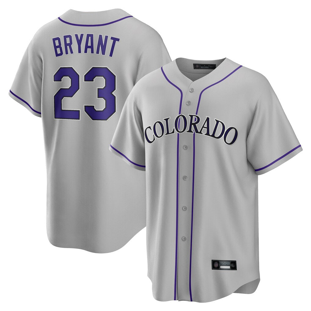 Colorado Rockies #23 Kris Bryant Player Gray AmberGomez Game Home Stitched Jerseys