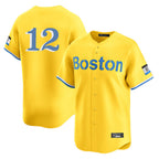 Boston Red Sox #12 Connor Wong Player Yellow AmberGomez Limited Home Game Stitched Jerseys1