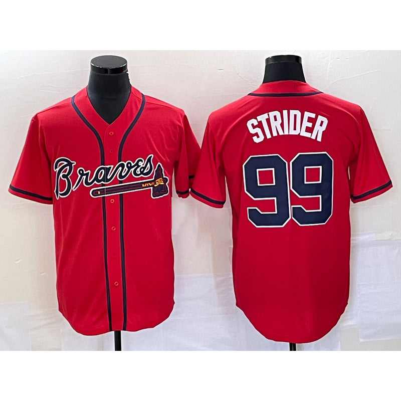 Atlanta Braves #99 Spencer Strider Red AmberGomez Cool Base Stitched Jersey