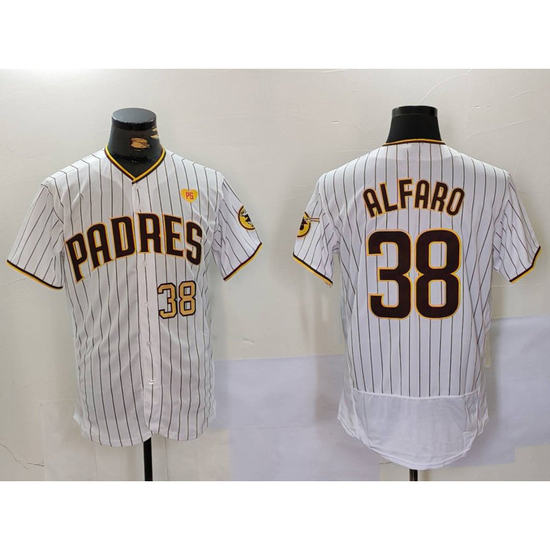 San Diego Padres #38 Jorge Alfaro White AmberGomez With PS Patch Stitched Flex Base Jerseys