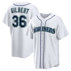 Seattle Mariners #36 Logan Gilbert White AmberGomez Home Replica Jersey