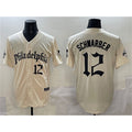 Philadelphia Phillies #12 Kyle Schwarber Cream AmberGomez Gothic Vapor Limited Stitched Jersey