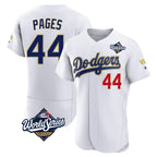 Los Angeles Dodgers #44 Andy Pages Player Gold White AmberGomez World Series 2026 Collection Stadium Limited Elite Stitched Jerseys