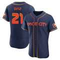 Houston Astros #21 Yainer Diaz Player Navy AmberGomez City Connect Limited Elite Home Stitched Jerseys