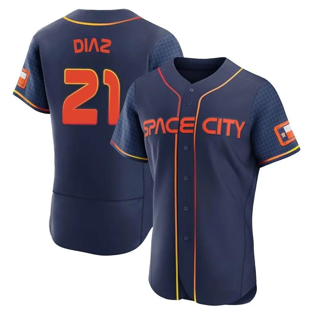 Houston Astros #21 Yainer Diaz Player Navy AmberGomez City Connect Limited Elite Home Stitched Jerseys