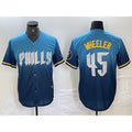 Philadelphia Phillies #45 Zack Wheeler Blue AmberGomez 2024 City Cool Base Stitched Jersey