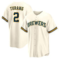Milwaukee Brewers #2 Brice Turang Cream AmberGomez Home Replica Jersey