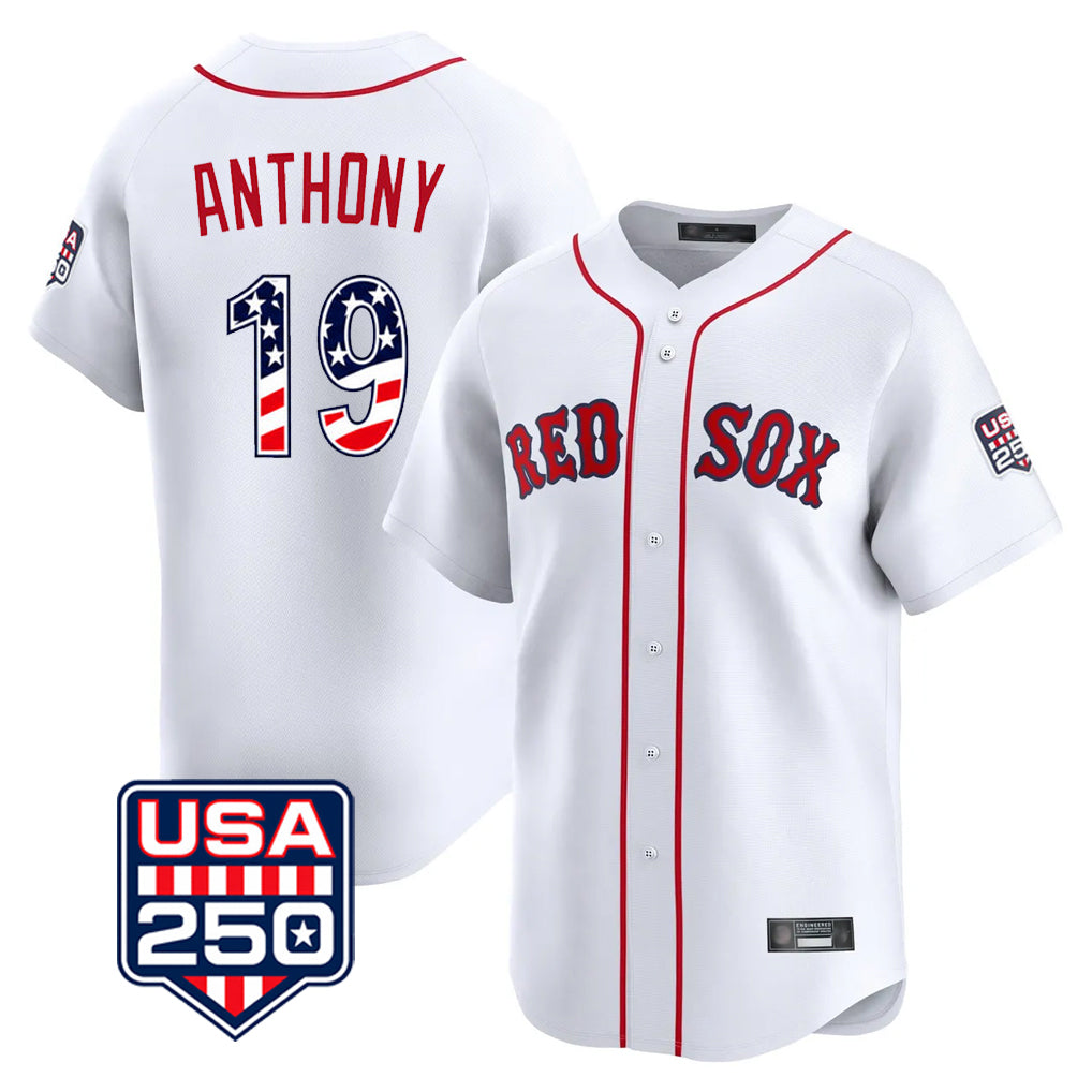 Boston Red Sox #19 Roman Anthony Player White AmberGomez USA 250 Fourth of July Limited Home Game Stitched Jerseys