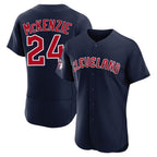 Cleveland Guardians #24 Triston McKenzie Player Navy AmberGomez Limited Elite Home Stitched Jerseys