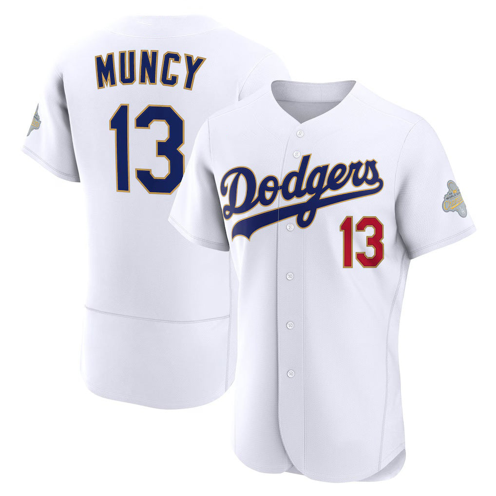 Los Angeles Dodgers #13 Max Muncy White AmberGomez 2026 Gold Collection Authentic Jersey