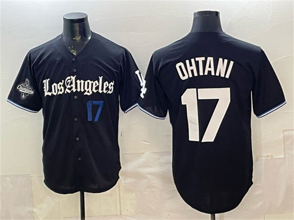 Los Angeles Dodgers #17 Shohei Ohtani Black AmberGomez 2025 World Series Champions Patch 'Gothic Edition' Vapor Premier Limited Stitched Jersey