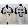 Los Angeles Dodgers #50 Mookie Betts White Black AmberGomez Mexico 2025 LA Gothic Style With Fernando Patch Vapor Premier Limited Stitched Jersey