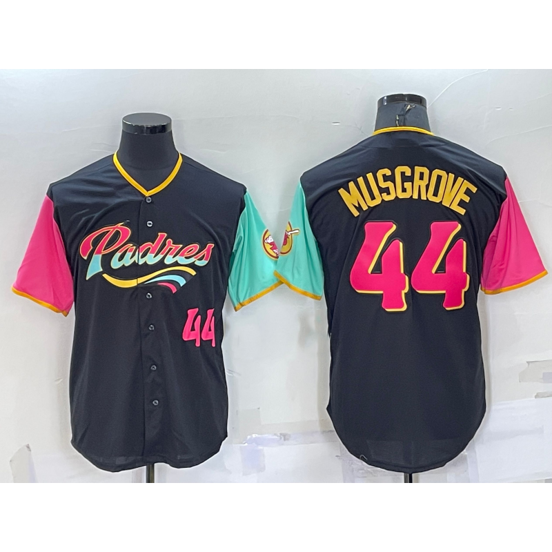 San Diego Padres #44 Joe Musgrove Number Black AmberGomez 2022 City Connect Cool Base Stitched Jersey