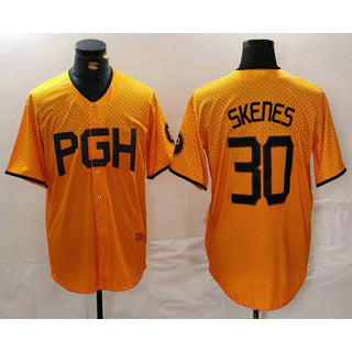 Pittsburgh Pirates #30 Paul Skenes Yellow AmberGomez 2023 City Connect Stitched Jersey