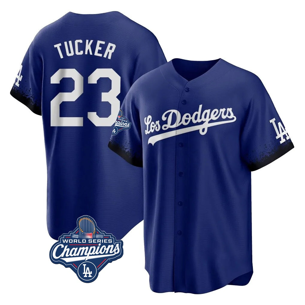 Los Angeles Dodgers #23 Kyle Tucker Player Royal AmberGomez World Series Meet City Connect Home Game Stitched Jerseys