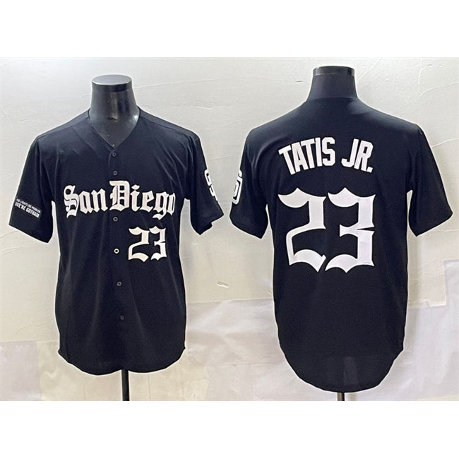San Diego Padres #23 Fernando Tatis Jr. Black AmberGomez Gothic Edition Vapor Limited Stitched Jersey