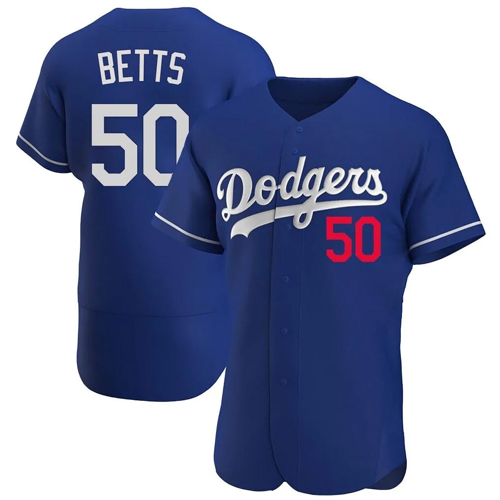 Los Angeles Dodgers #50 Mookie Betts Player Royal AmberGomez Limited Elite Home Stitched Jerseys