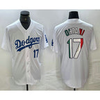 Los Angeles Dodgers #17 Shohei Ohtani Number Mexico White AmberGomez Cool Base Stitched Jerseys