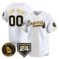 Custom Atlanta Braves White Gold AmberGomez 2024 Spring Training Patch Limited Stitched Jersey
