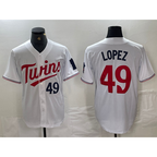 Minnesota Twins #49 Pablo Lopez Number White AmberGomez Stitched Cool Base Jersey