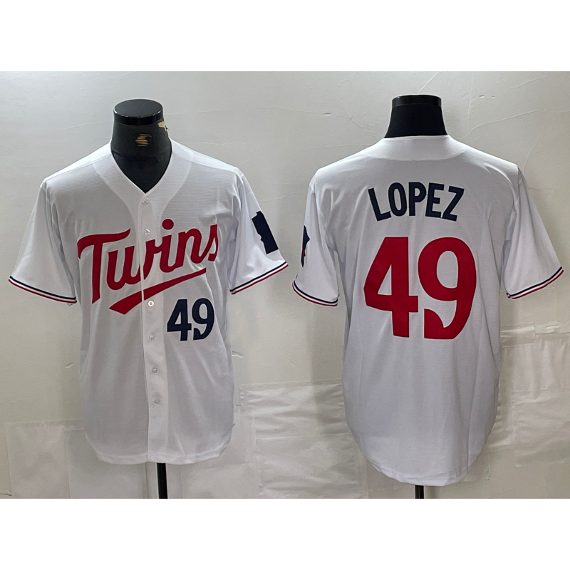 Minnesota Twins #49 Pablo Lopez Number White AmberGomez Stitched Cool Base Jersey
