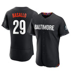Baltimore Orioles #29 Samuel Basallo Player Black AmberGomez City Connect Limited Elite Home Game Stitched Jerseys