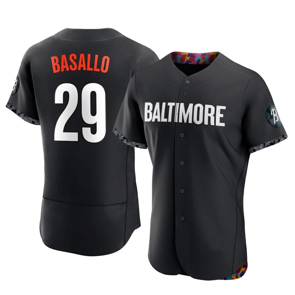 Baltimore Orioles #29 Samuel Basallo Player Black AmberGomez City Connect Limited Elite Home Game Stitched Jerseys