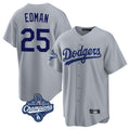 Los Angeles Dodgers #25 Tommy Edman Player Gray AmberGomez World Series Meet Game Stitched Jerseys