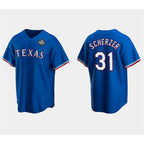 Texas Rangers #31 Max Scherzer Royal AmberGomez 2023 World Series Stitched Jersey